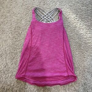 Lululemon Tank Top Womens 6 Pink Built In Bra Strappy Camisole Yoga